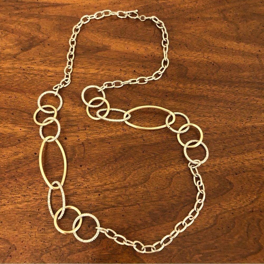 Two Tone Open Link Necklace | 35” Length